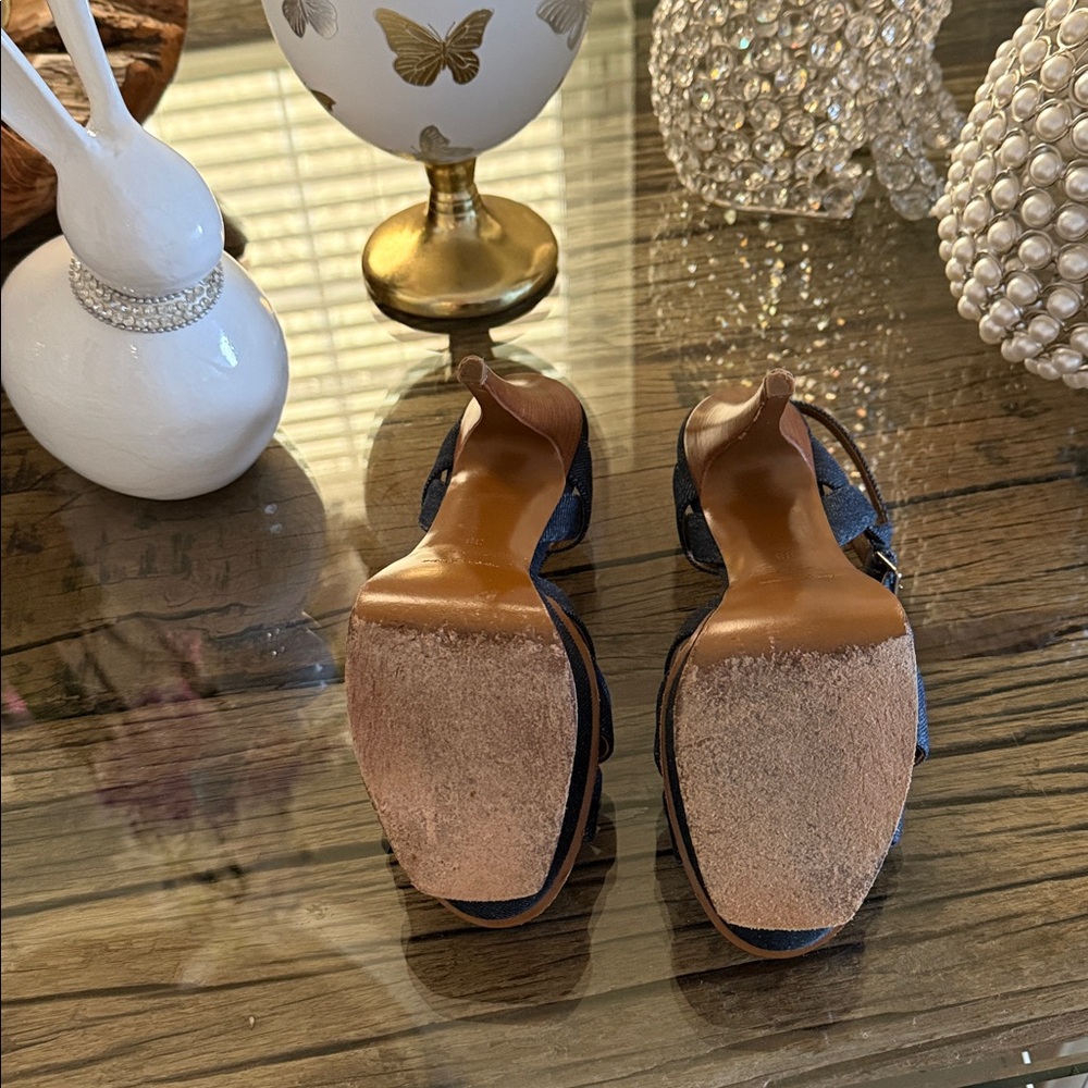 Yves Saint Laurent blue denim high Heeled Sandals - Picture 5 of 5